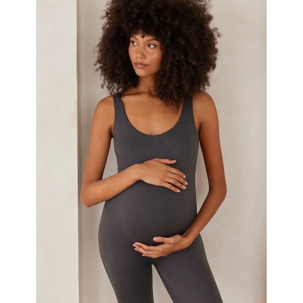 Bumpsuit The Lucy Maternity Jumpsuit Women L Charcoal Grey Stretch Lounge
